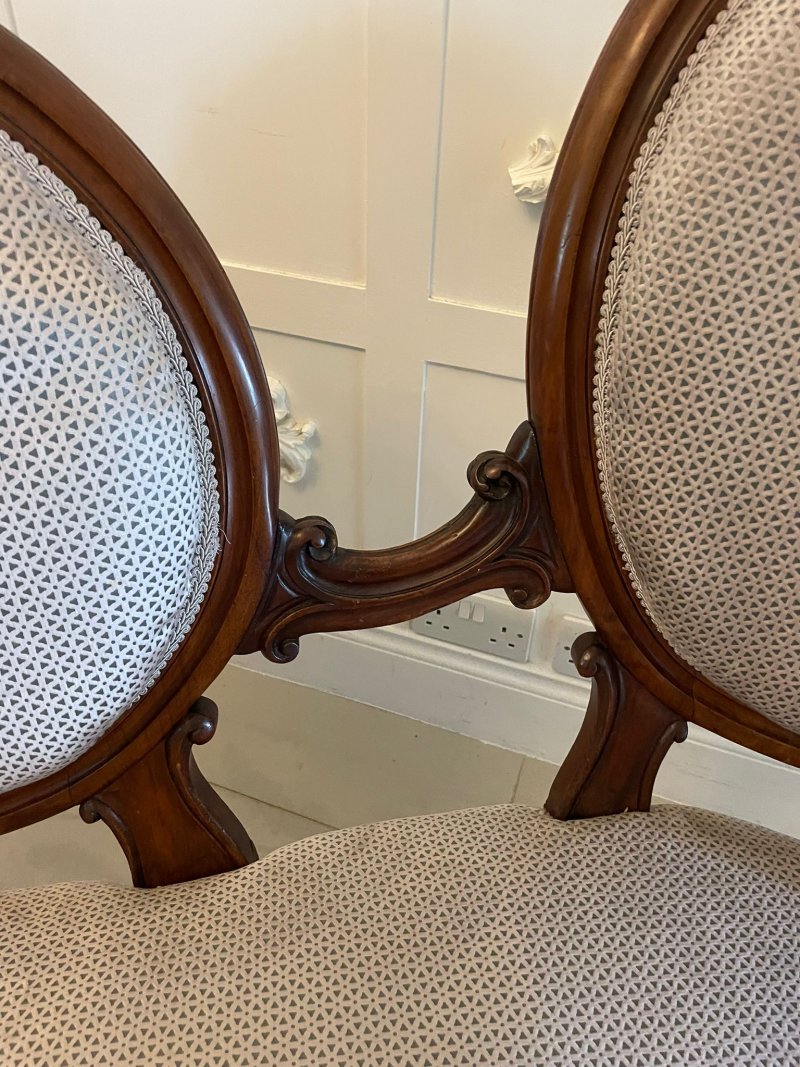 Antique Victorian Cameo Back Carved Walnut Sofa - Image 4